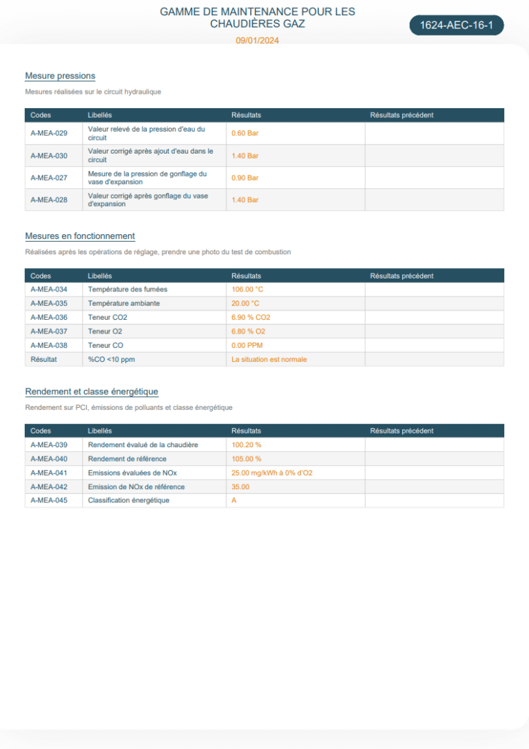 CFluide - Document attestation d'entretien chaudière Gaz complet